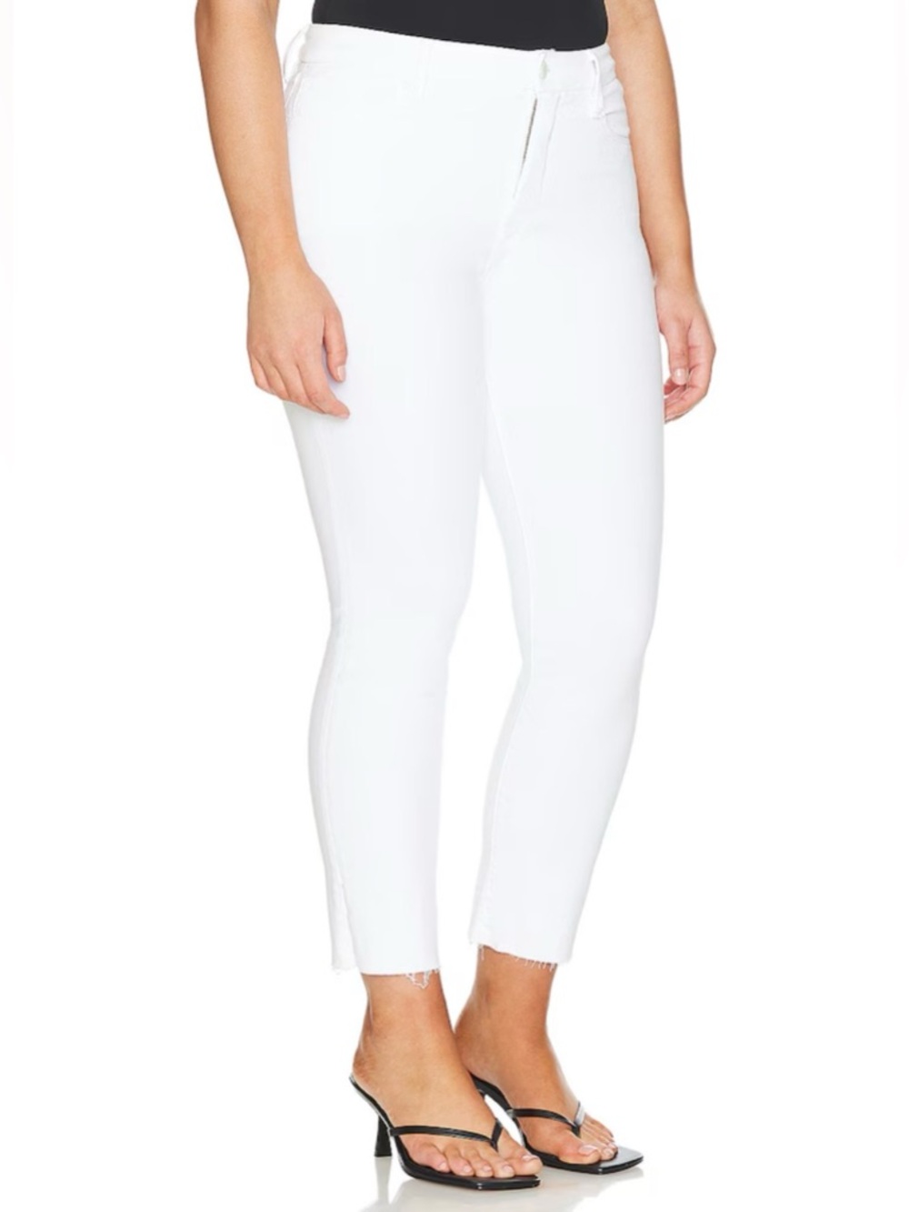Good American Good Legs Straight Jeans Sz 18 Plus White Raw Hem Denim Pants - Picture 3 of 6